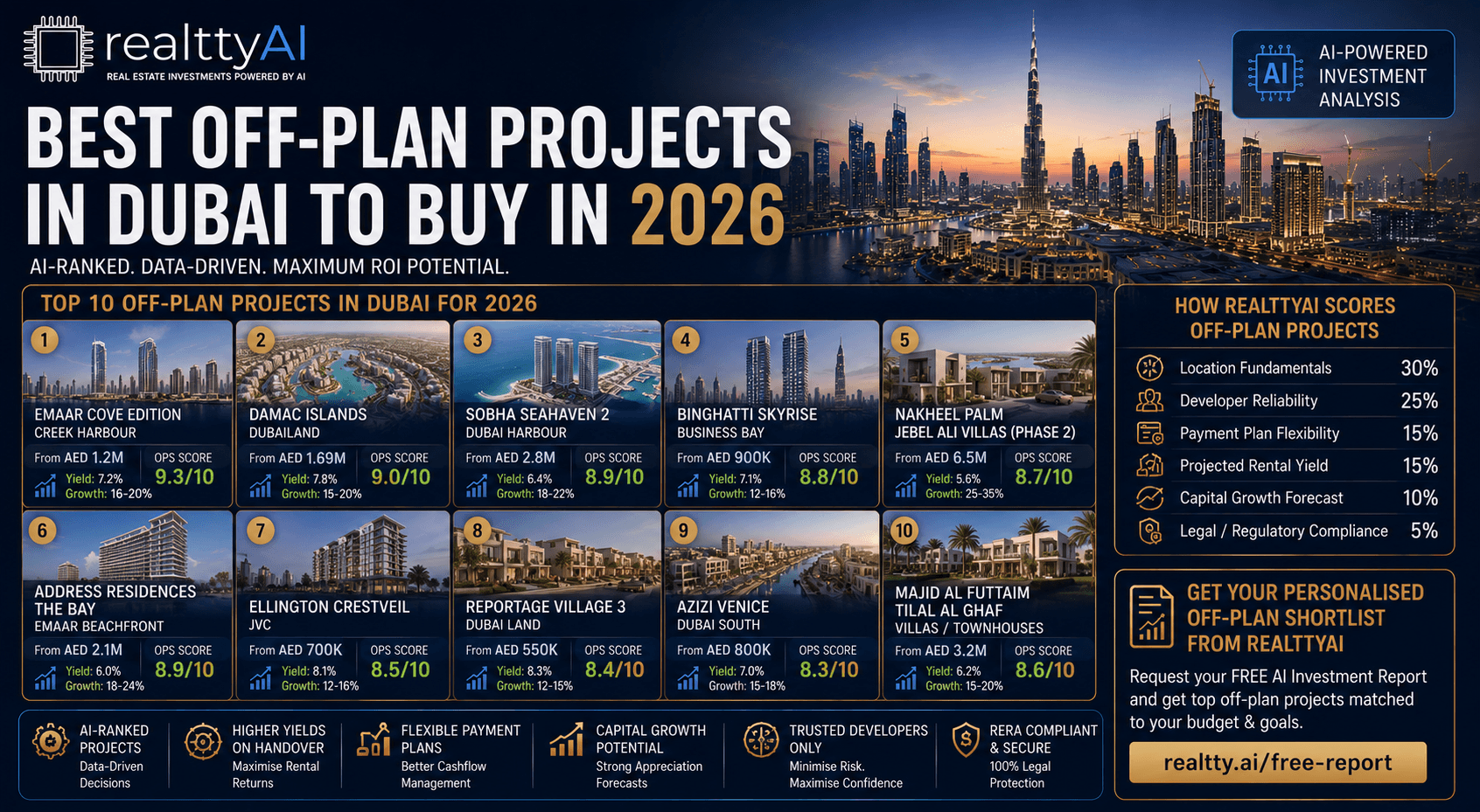 Best Off-Plan Projects in Dubai 2026: AI-Ranked Investment Guide | realttyAI