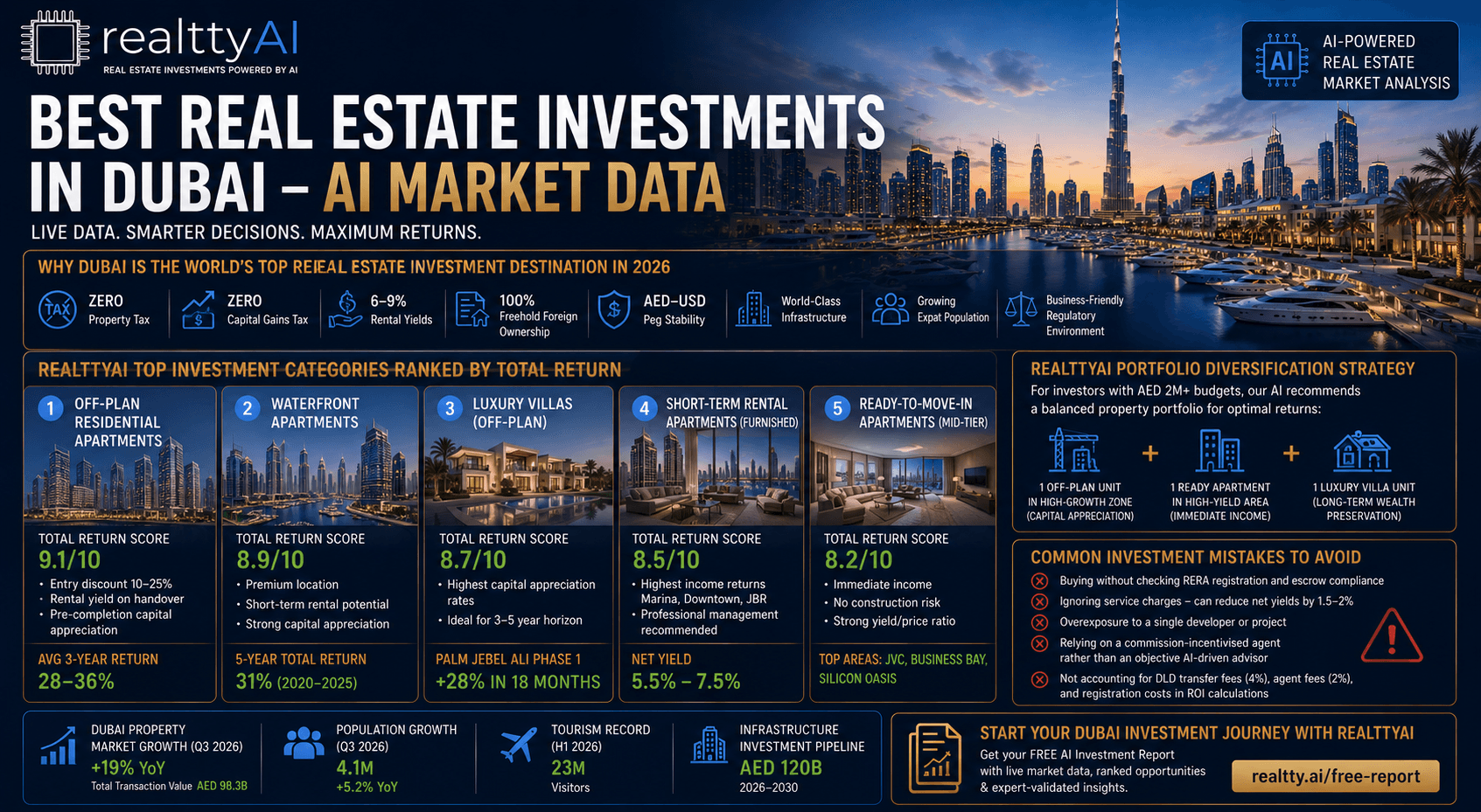 Best Real Estate Investments in Dubai 2026: AI-Ranked Market Data | realttyAI
