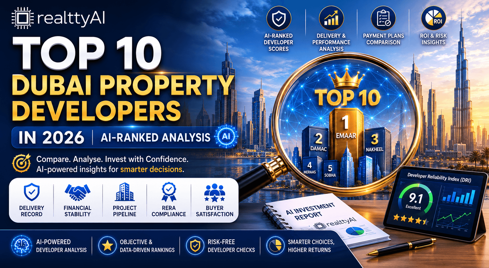 Top 10 Dubai Property Developers in 2026: AI-Ranked Analysis | realttyAI