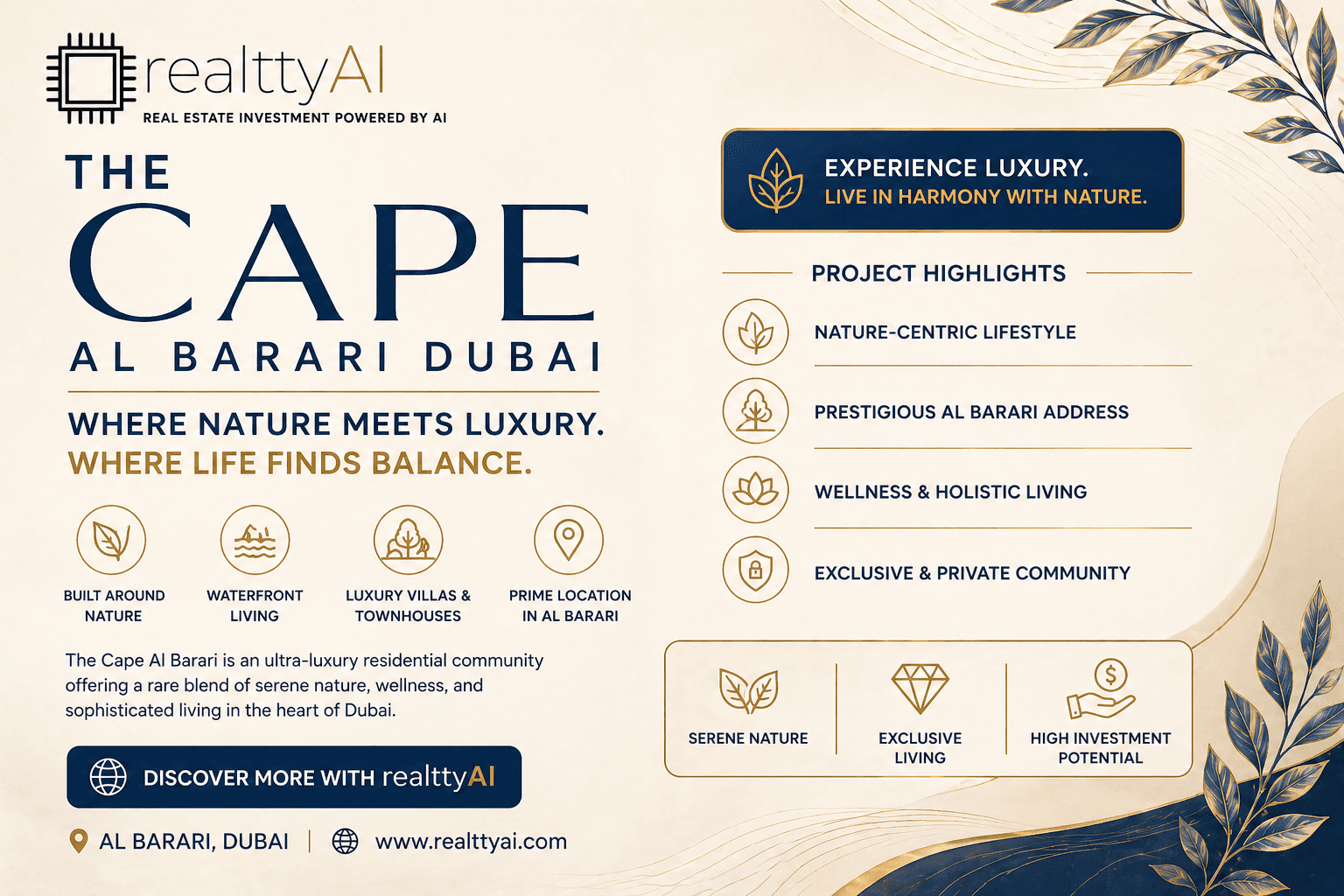The Cape Dubai at Al Barari by Al Barari Developers